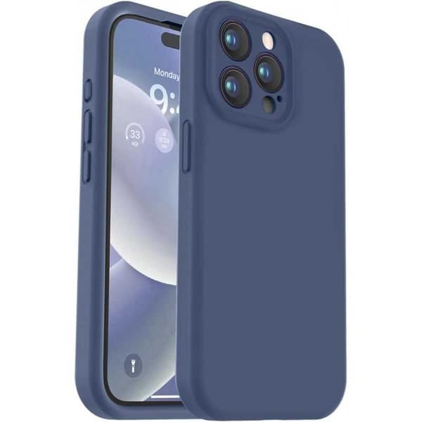 iPhone 12 Pro Gummibelagt Skal med Kameraskydd Liquid V2 - Marinblå