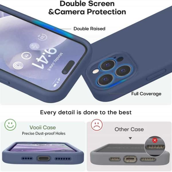 iPhone 13 Pro Max Gummibelagt Skal med Kameraskydd Liquid V2 - Marinblå