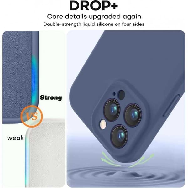 iPhone 13 Pro Max Gummibelagt Skal med Kameraskydd Liquid V2 - Marinblå