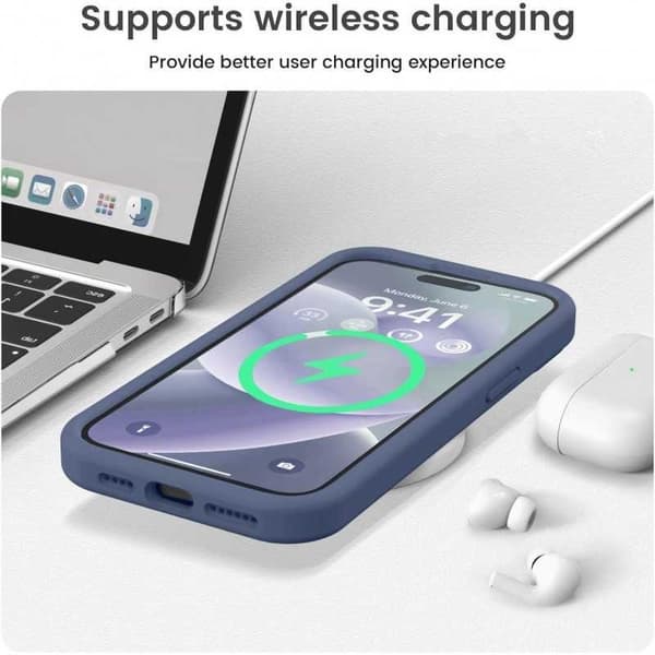 iPhone 13 Pro Max Gummibelagt Skal med Kameraskydd Liquid V2 - Marinblå
