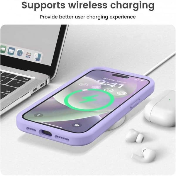 iPhone 13 Pro Max Gummibelagt Skal med Kameraskydd Liquid V2 - Lila