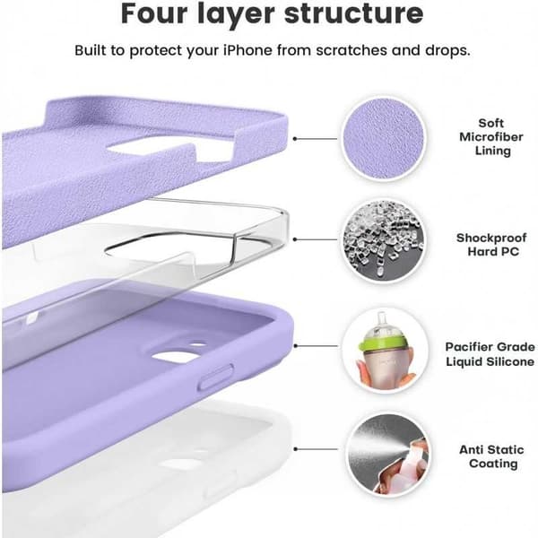 iPhone 14 Gummibelagt Skal med Kameraskydd Liquid V2 - Lila