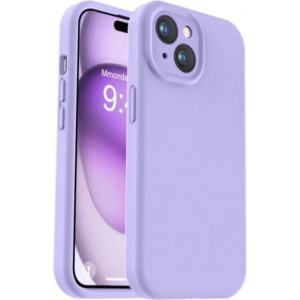 iPhone 14 Gummibelagt Skal med Kameraskydd Liquid V2 - Lila