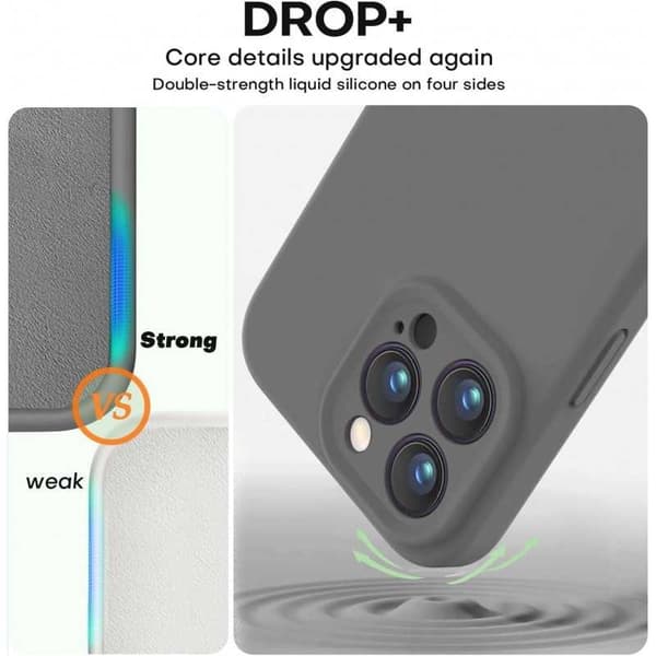iPhone 13 Pro Gummibelagt Skal med Kameraskydd Liquid V2 - Grå