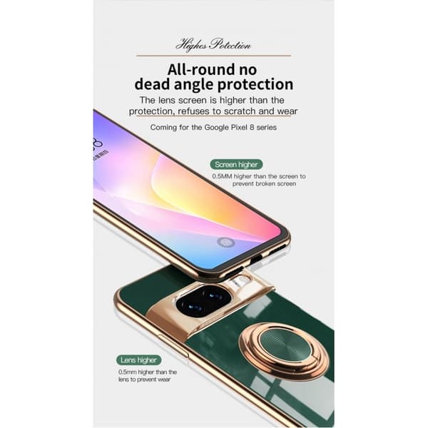 Google Pixel 8a Elegant & Stöttåligt Skal med Ringhållare Flawless - Svart