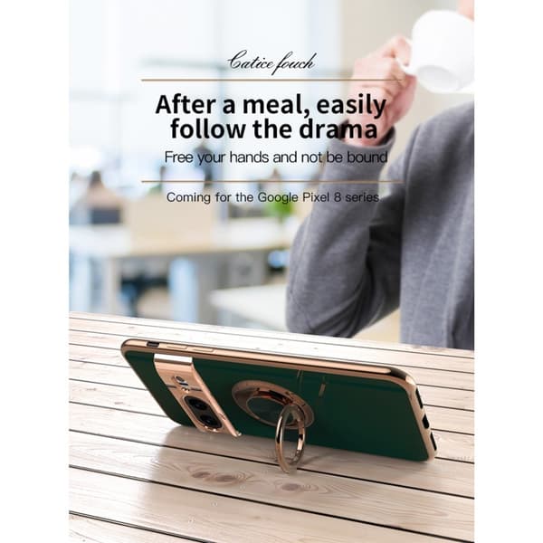 Google Pixel 8a Elegant & Stöttåligt Skal med Ringhållare Flawless - Mørkegrøn