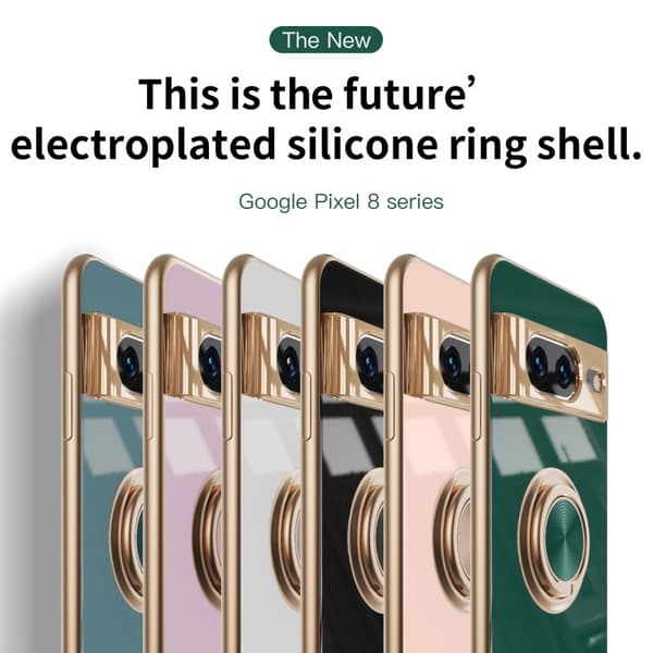 Tyylikäs ja iskunkestävä Google Pixel 8a -kotelo, jossa on Flawless sormusteline - Ruusukulta
