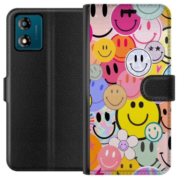 Motorola Moto E13 Lompakkokotelo Iloiset Kasvot