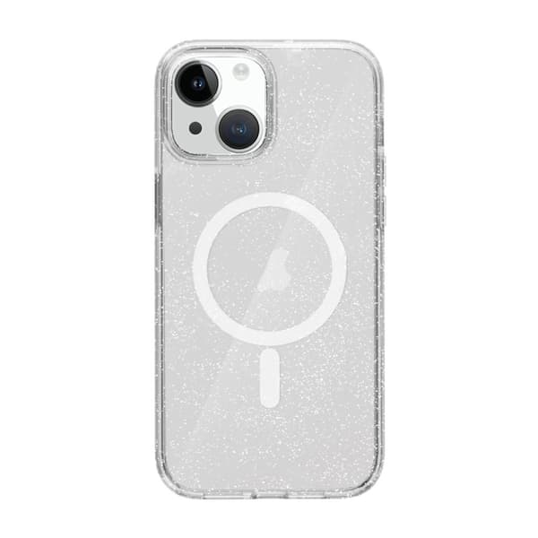 iPhone 15 Mobilskal Stöttåligt med Glitter - Transparent