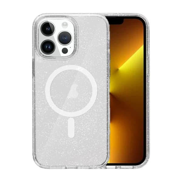 iPhone 13 Pro Mobilskal Stöttåligt med Glitter - Transparent