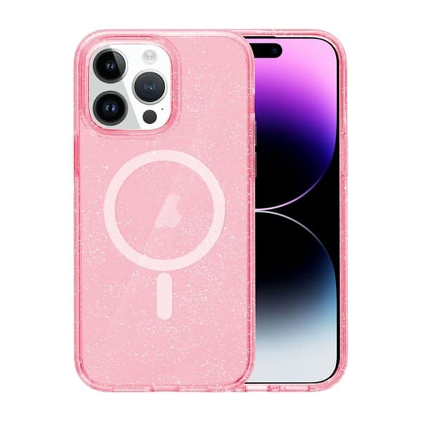 iPhone 14 Pro Mobilskal Glitter Magsafe - Rosa
