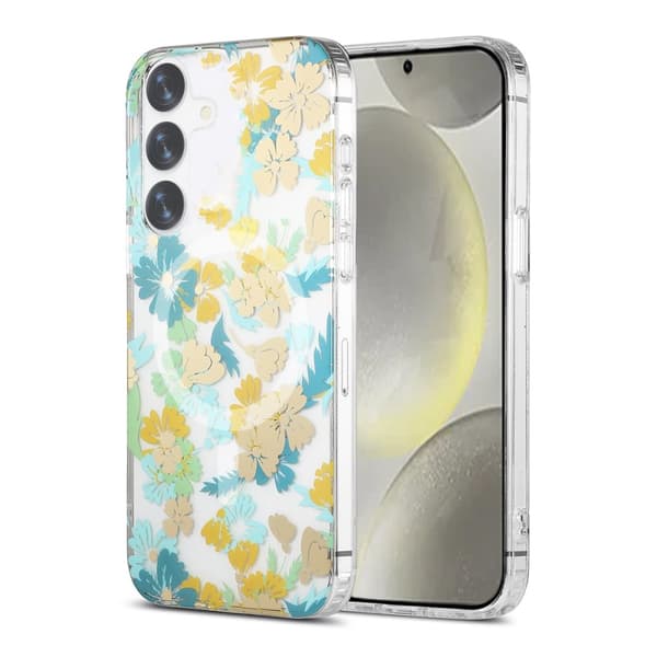Samsung Galaxy S24 Plus Mobilskal Magnet - Blommor Turkos