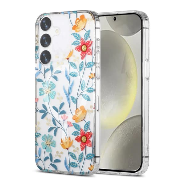Samsung Galaxy S24 Plus Mobilskal Magnet - Blommor Rosa/Blå