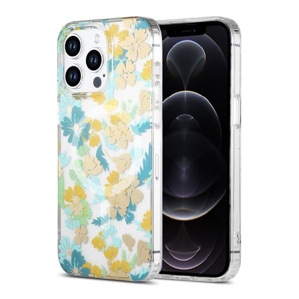 iPhone 12 Pro Max Mobilskal MagSafe - Blommor Turkos