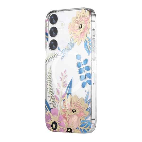 Samsung Galaxy S24 Mobilskal Magnet - Blommor Rosa/Blå