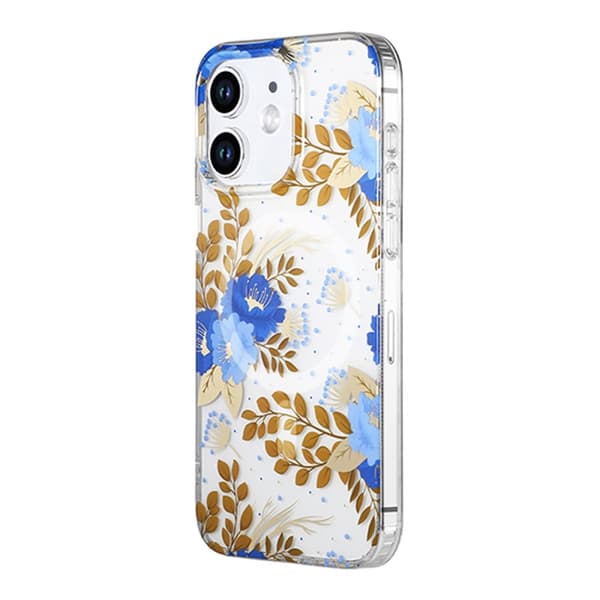iPhone 11 Mobilskal MagSafe - Blommor Blå/Guld