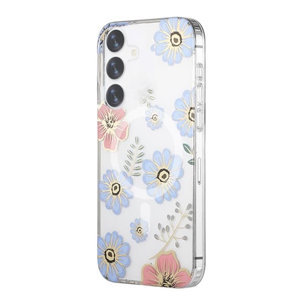 Samsung Galaxy S24 Mobilskal Magnet - Blommor Röd/Blå