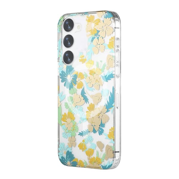 Samsung Galaxy S23 Mobilskal Magnet - Blommor Turkos