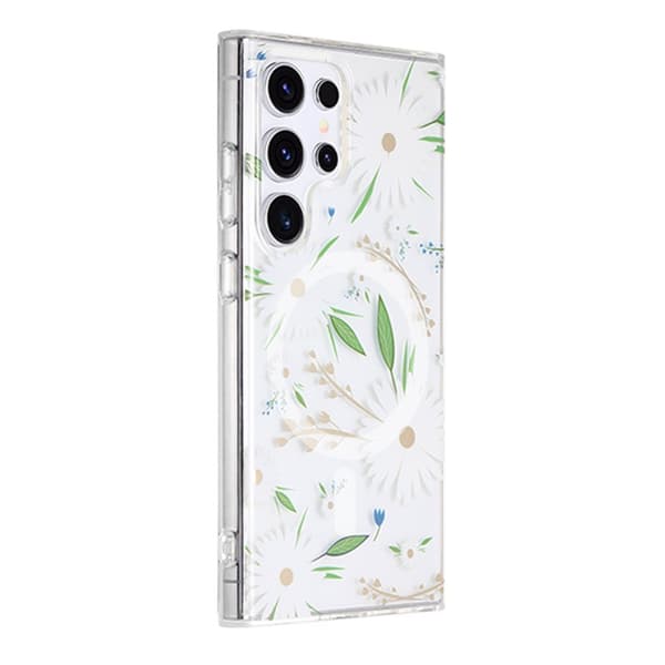 Samsung Galaxy S23 Ultra Mobilskal Magnet - Blommor Vit