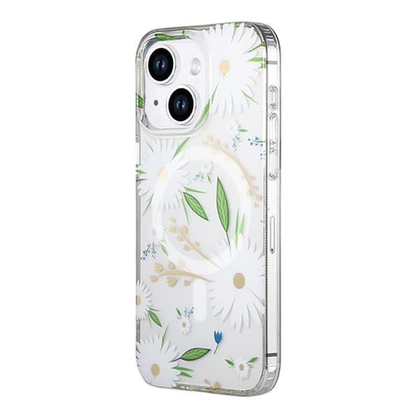 iPhone 14/15 Plus Mobilskal MagSafe - Blommor Vit