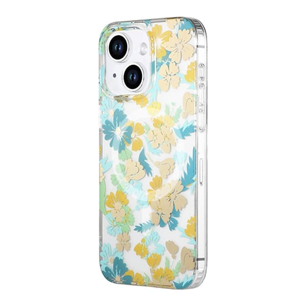 iPhone 14/15 Plus Mobilskal MagSafe - Blommor Turkos