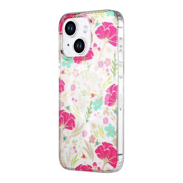 iPhone 14/15 Plus Mobilskal MagSafe - Blommor Röd/Grön