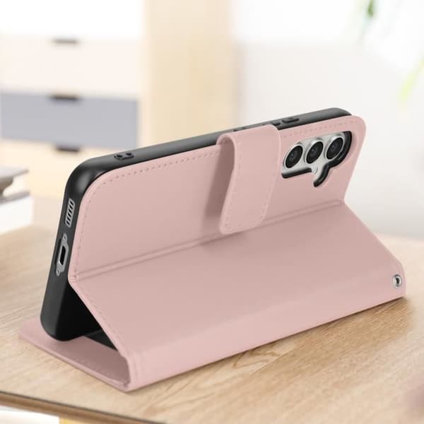 Kaninfodral för Samsung S23 FE - AVIZAR - Plånboksstöd Videoarmband - Rosa - Champagne