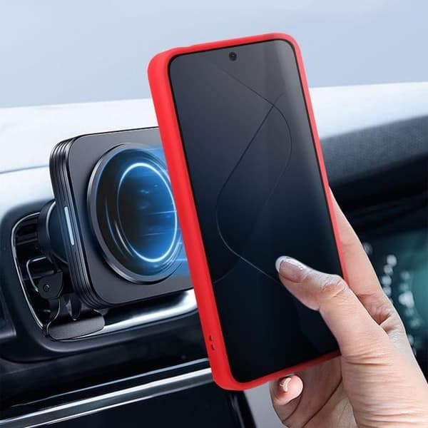 Fodral till Xiaomi 14 - AVIZAR - Video Support Ring - Röd - Stel - Slät - Metallisk finish
