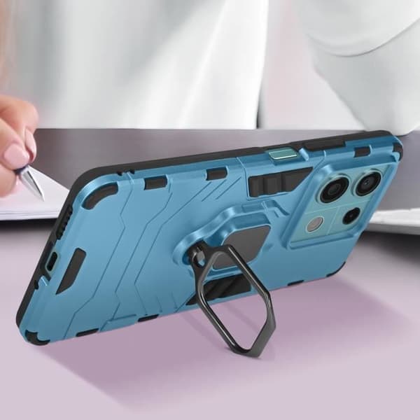 Fodral till Xiaomi Redmi Note 13 5G - AVIZAR - Stötsäker bi-material stödring - Ljusblå