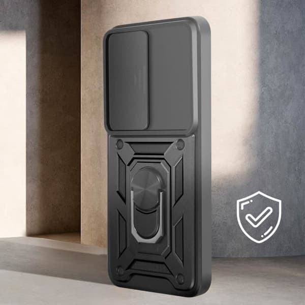 Fodral för Honor 90 Smart Ring Support Sliding Camera Cover Black