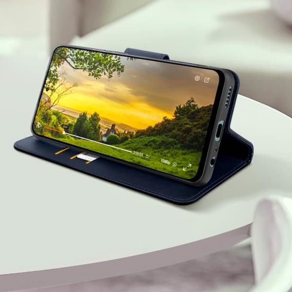 Fodral för Honor 90 Smart - AVIZAR - Flip Wallet Support handledsrem - Midnattsblå