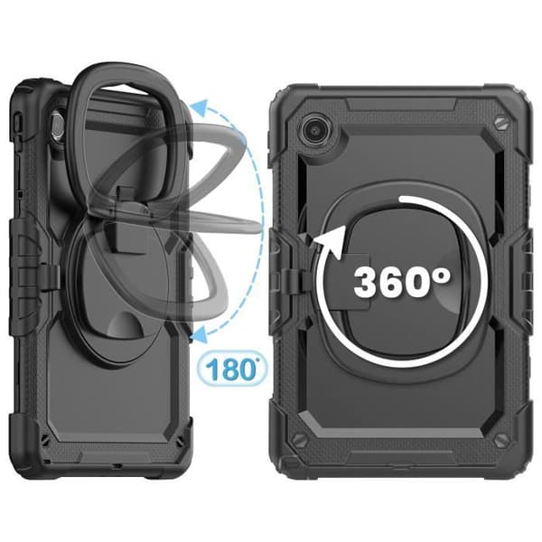 Stötsäkert fodral till Lenovo Tab M11 - AVIZAR - Handtag, stativ och rem - Svart