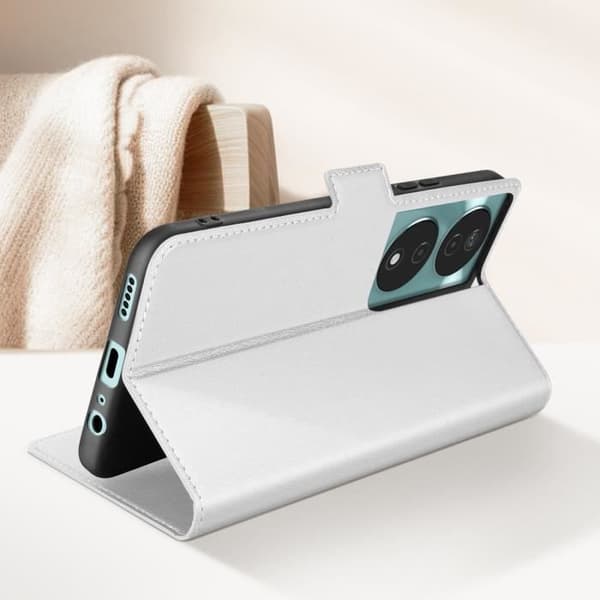 Fodral för Honor 90 Smart - AVIZAR - Korthållare och magnetisk flikstöd - Vit