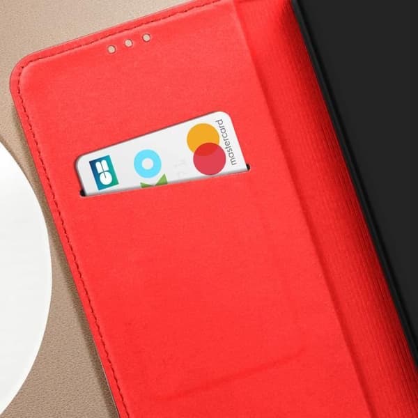 Fodral till Samsung Galaxy A15 5G i rött äkta läder - AVIZAR - Korthållare
