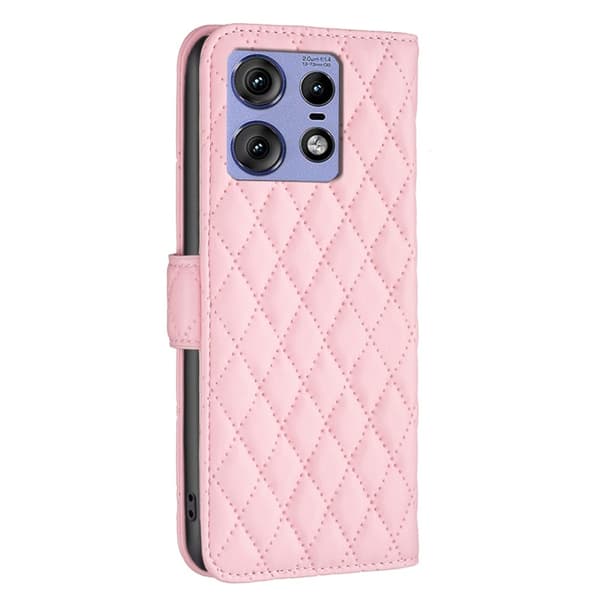SKALO Motorola Edge 50 Pro 5G BINFEN COLOR Quiltat Plånbok - Rosa