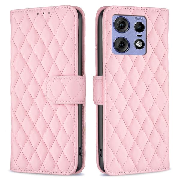 SKALO Motorola Edge 50 Pro 5G BINFEN COLOR Quiltat Plånbok - Rosa