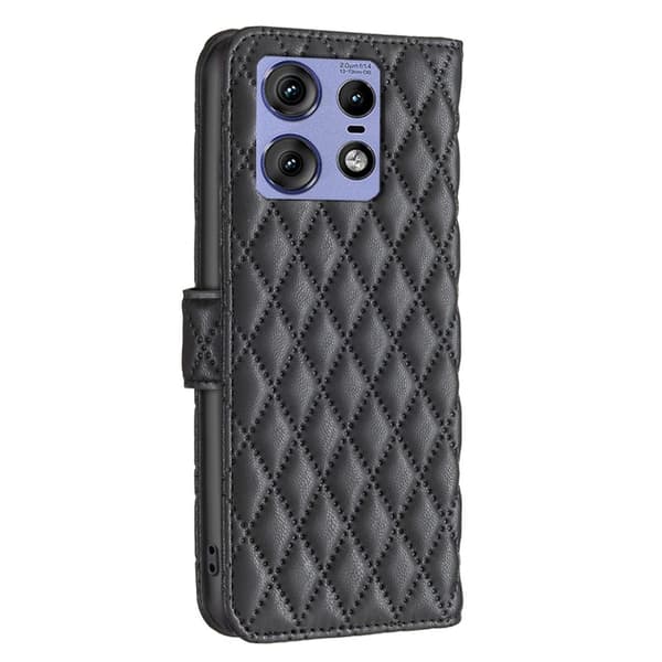 SKALO Motorola Edge 50 Pro 5G BINFEN COLOR Quiltat Plånbok - Svart