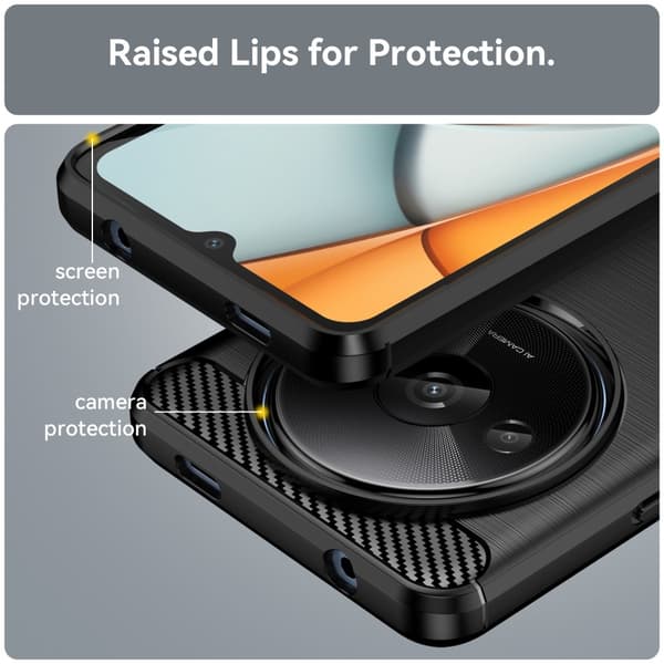 SKALO Xiaomi Redmi A3 Armor Carbon Stöttåligt TPU-skal