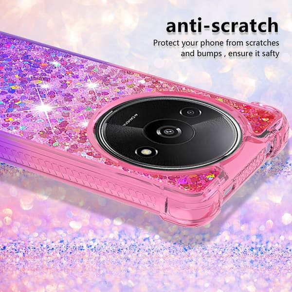 SKALO Xiaomi Redmi A3 Juoksuhiekka Glitter Sydämet TPU kuori - Pinkki-Violetti