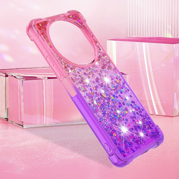 SKALO Xiaomi Redmi A3 Juoksuhiekka Glitter Sydämet TPU kuori - Pinkki-Violetti