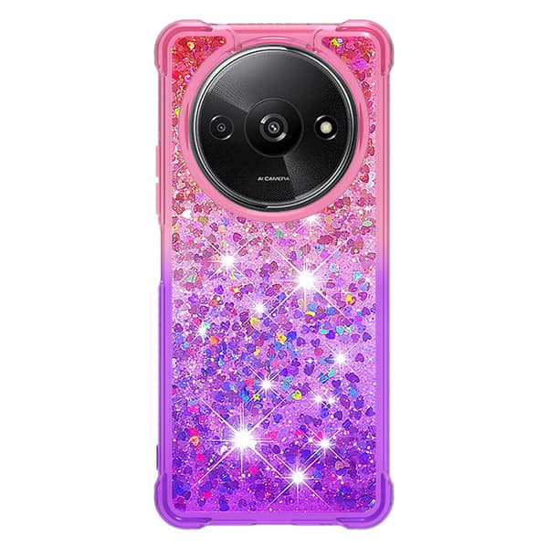 SKALO Xiaomi Redmi A3 Juoksuhiekka Glitter Sydämet TPU kuori - Pinkki-Violetti
