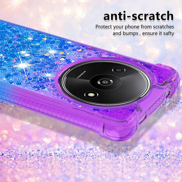 SKALO Xiaomi Redmi A3 Juoksuhiekka Glitter Sydämet TPU kuori - Violetti-Sininen