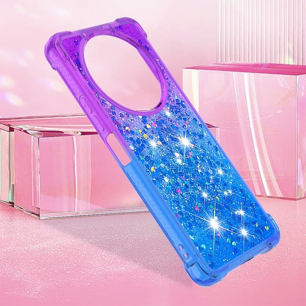 SKALO Xiaomi Redmi A3 Juoksuhiekka Glitter Sydämet TPU kuori - Violetti-Sininen