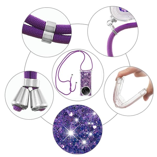 SKALO Xiaomi Redmi A3 Kvicksand Glitter Mobilhalsband - Lila