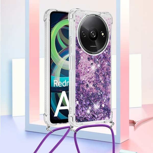 SKALO Xiaomi Redmi A3 Kvicksand Glitter Mobilhalsband - Lila