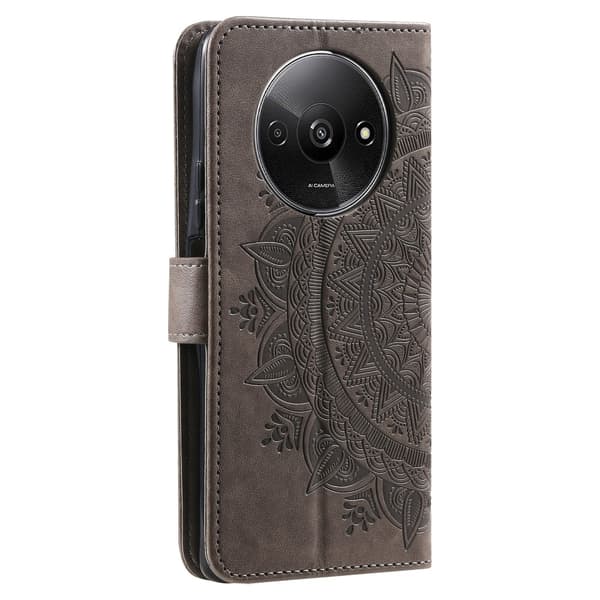 SKALO Xiaomi Redmi A3 Mandala lompakkokotelo - Harmaa
