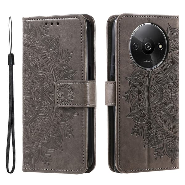 SKALO Xiaomi Redmi A3 Mandala Flip Cover - Grå