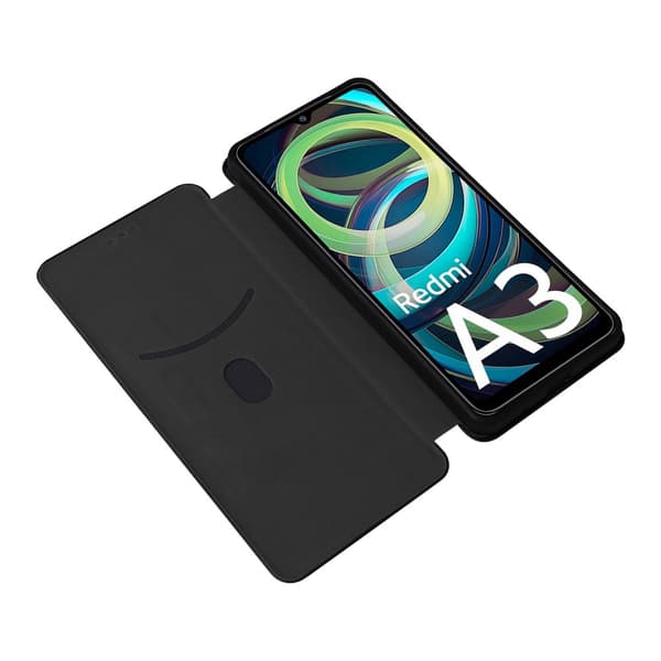 SKALO Xiaomi Redmi A3 Carbon Fiber Pungetui - Sort