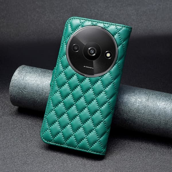 SKALO Xiaomi Redmi A3 BINFEN COLOR Tikattu Lompakko - Vihreä