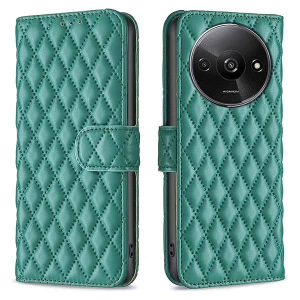 SKALO Xiaomi Redmi A3 BINFEN COLOR Tikattu Lompakko - Vihreä